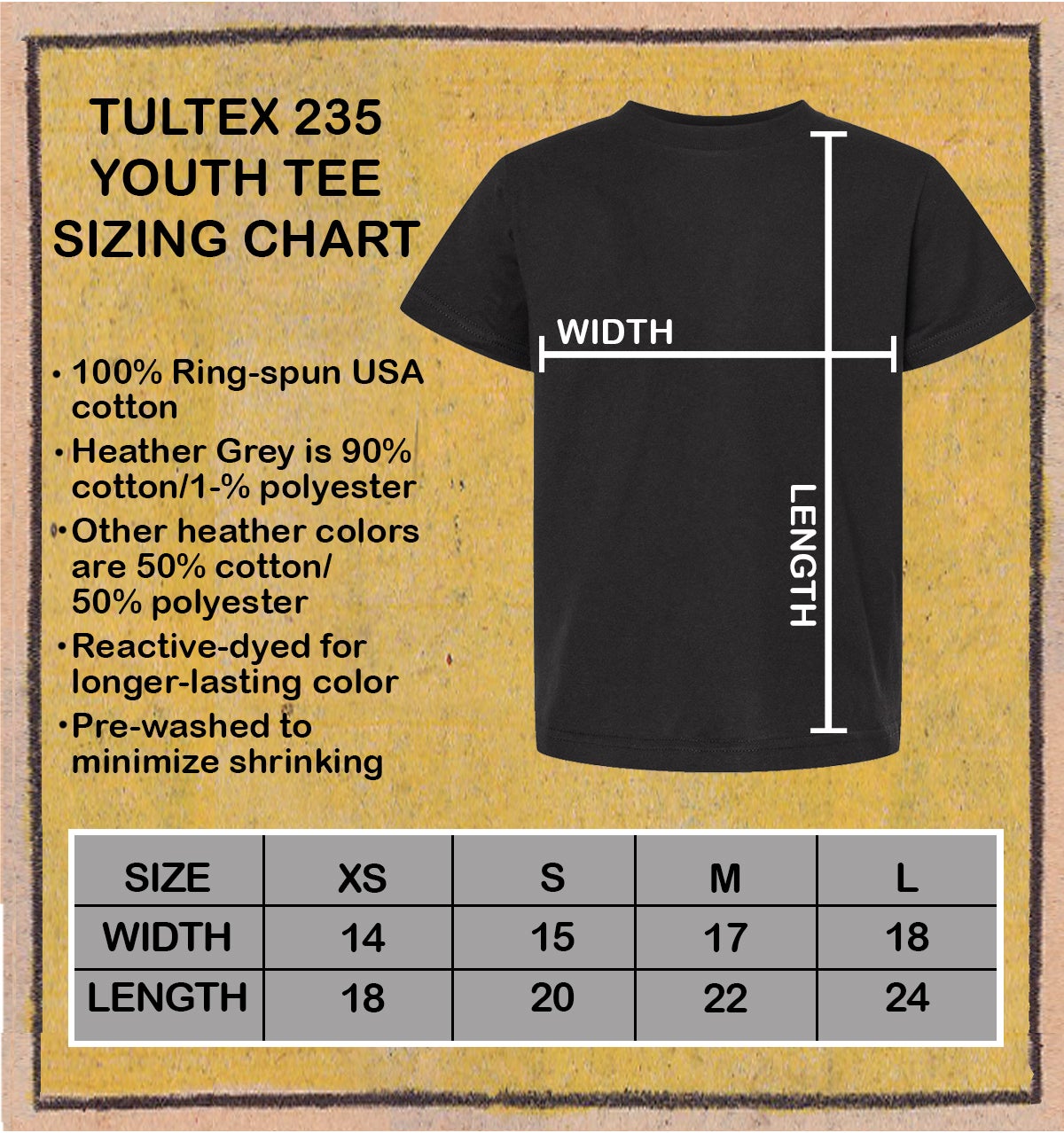 t shirt youth sizing chart